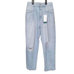 Closed Heritage Fit  Jeans Women 27 Light Blue NWT High Waist Distressed Italian